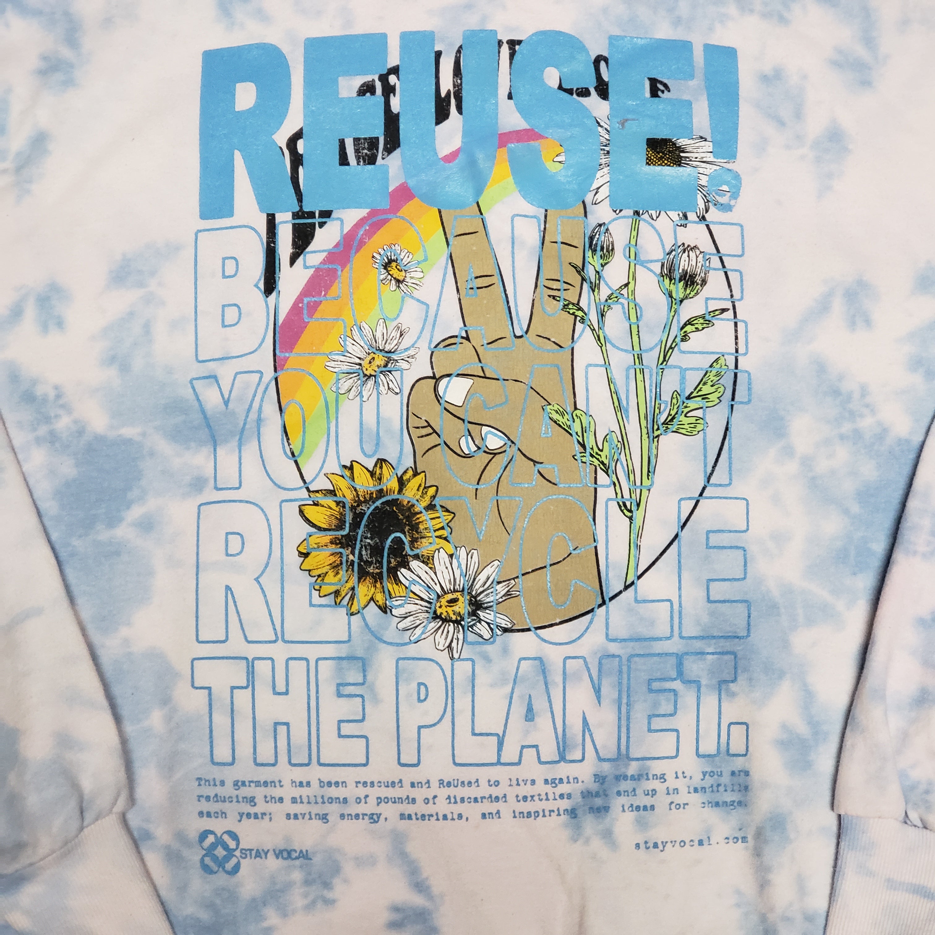One of a Kind (Men's M) REUSE! Peace and Flowers Tie Dye Sweatshirt