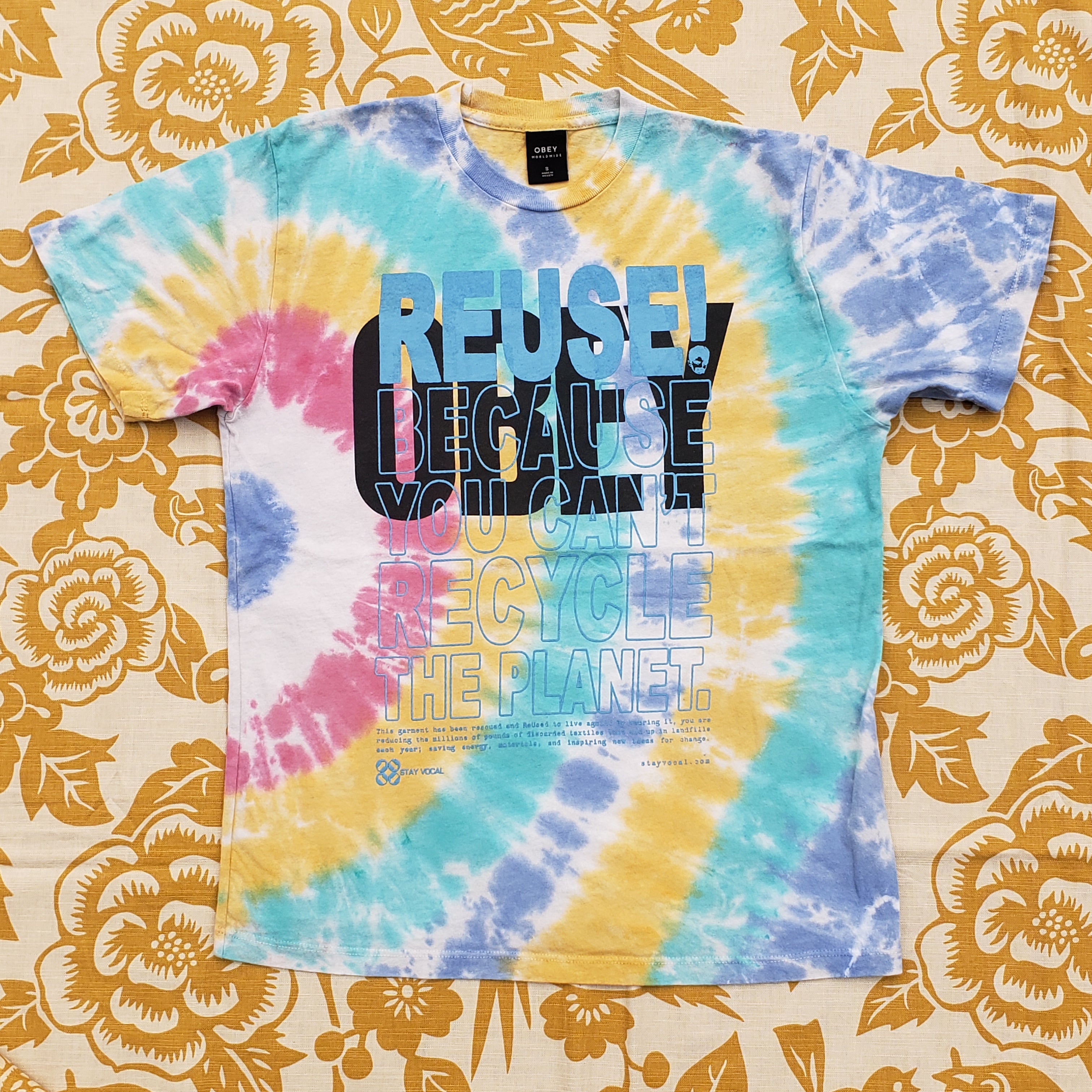 One of a Kind (Men's S) REUSE! OBEY Tie Dye T-Shirt
