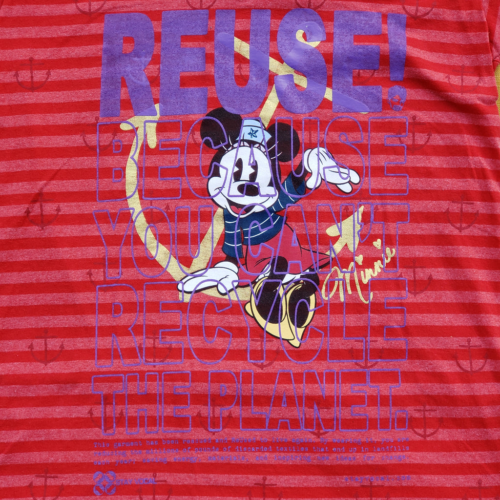 One of a Kind (Women's L) REUSE! Minnie Mouse on an Anchor T-Shirt