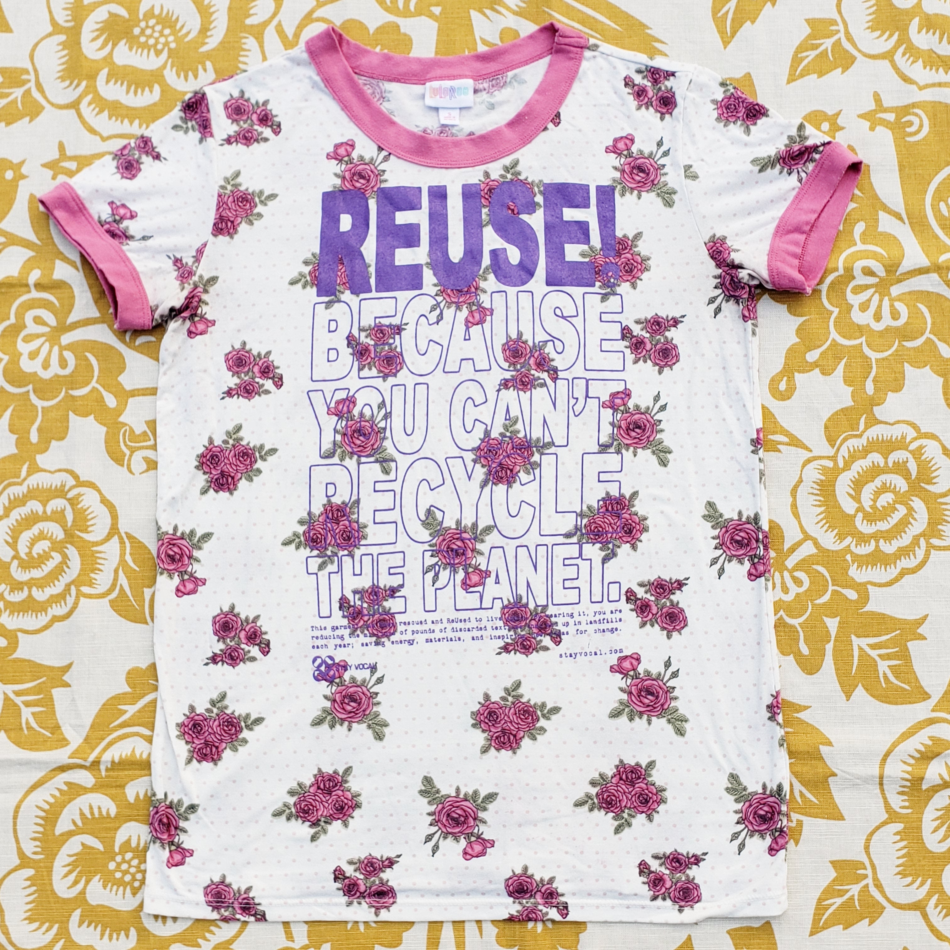 One of a Kind (Men's S) REUSE! Roses All Over T-Shirt