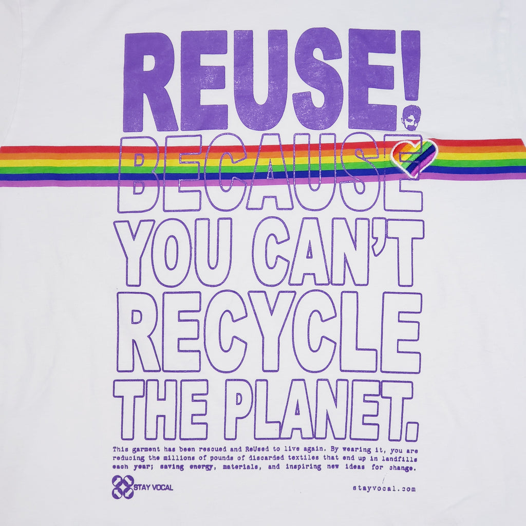 One of a Kind (Women's XXL) REUSE! Rainbow Stripe & Heart T-Shirt