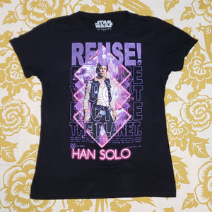 One of a Kind (Women's L) REUSE! Star Wars Han Solo Modeling T-Shirt