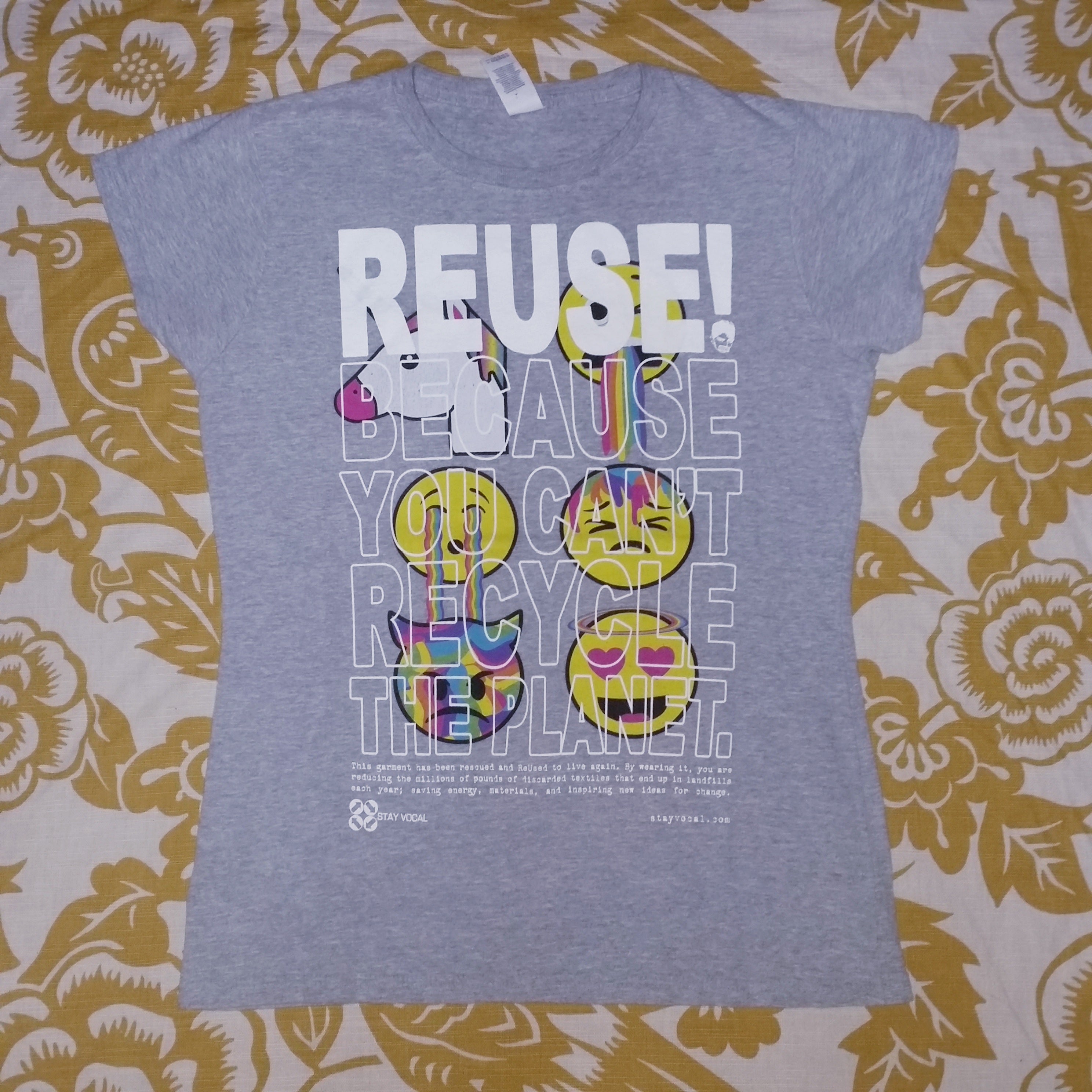 One of a Kind (Women's M) REUSE! Emoji Unicorn T-Shirt