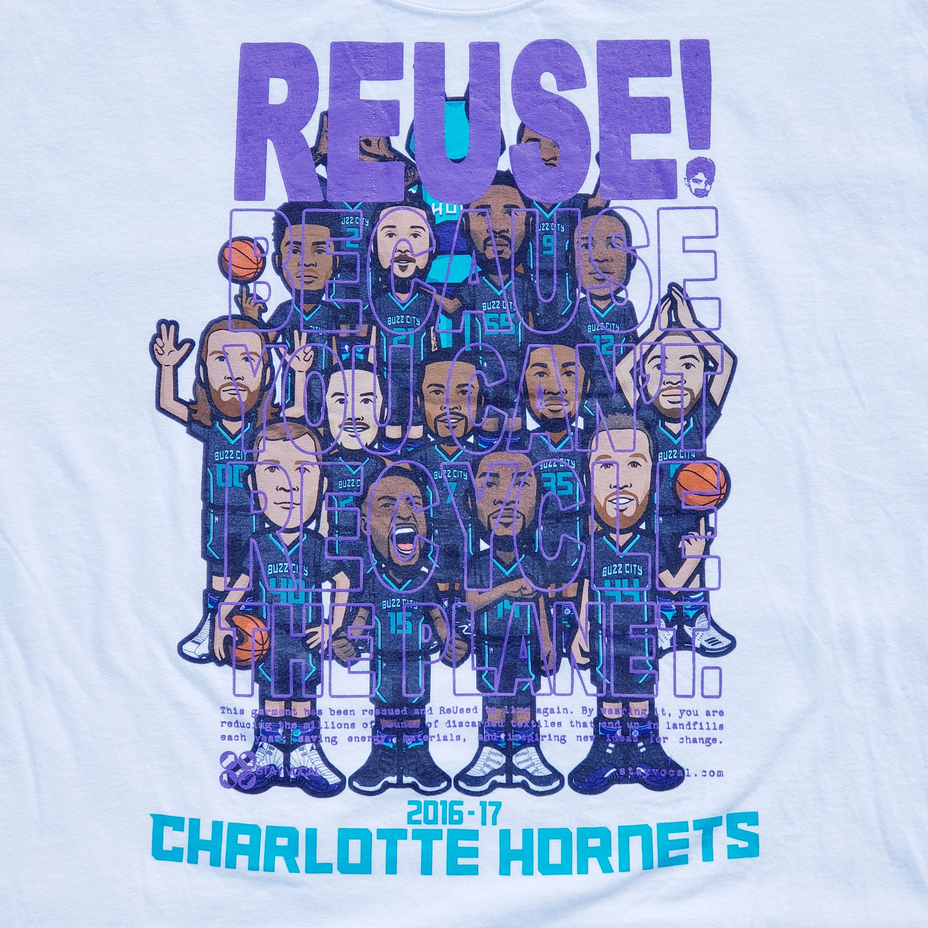 One of a Kind (Men's XL) REUSE! Charlotte Hornets Cartoon T-Shirt