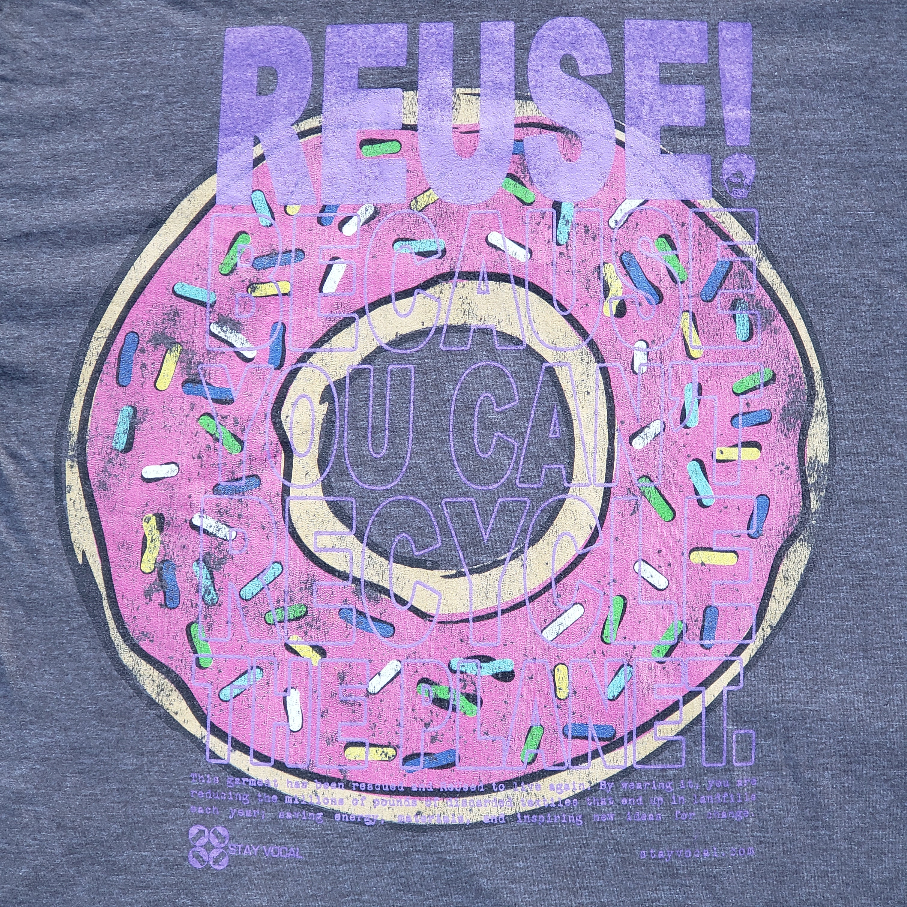 One of a Kind (Men's L) REUSE! Sprinkled Donut T-Shirt
