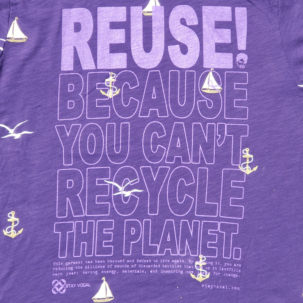 One of a Kind (Women's XL) REUSE! Sailboats, Seagulls, and Anchors All Over T-Shirt