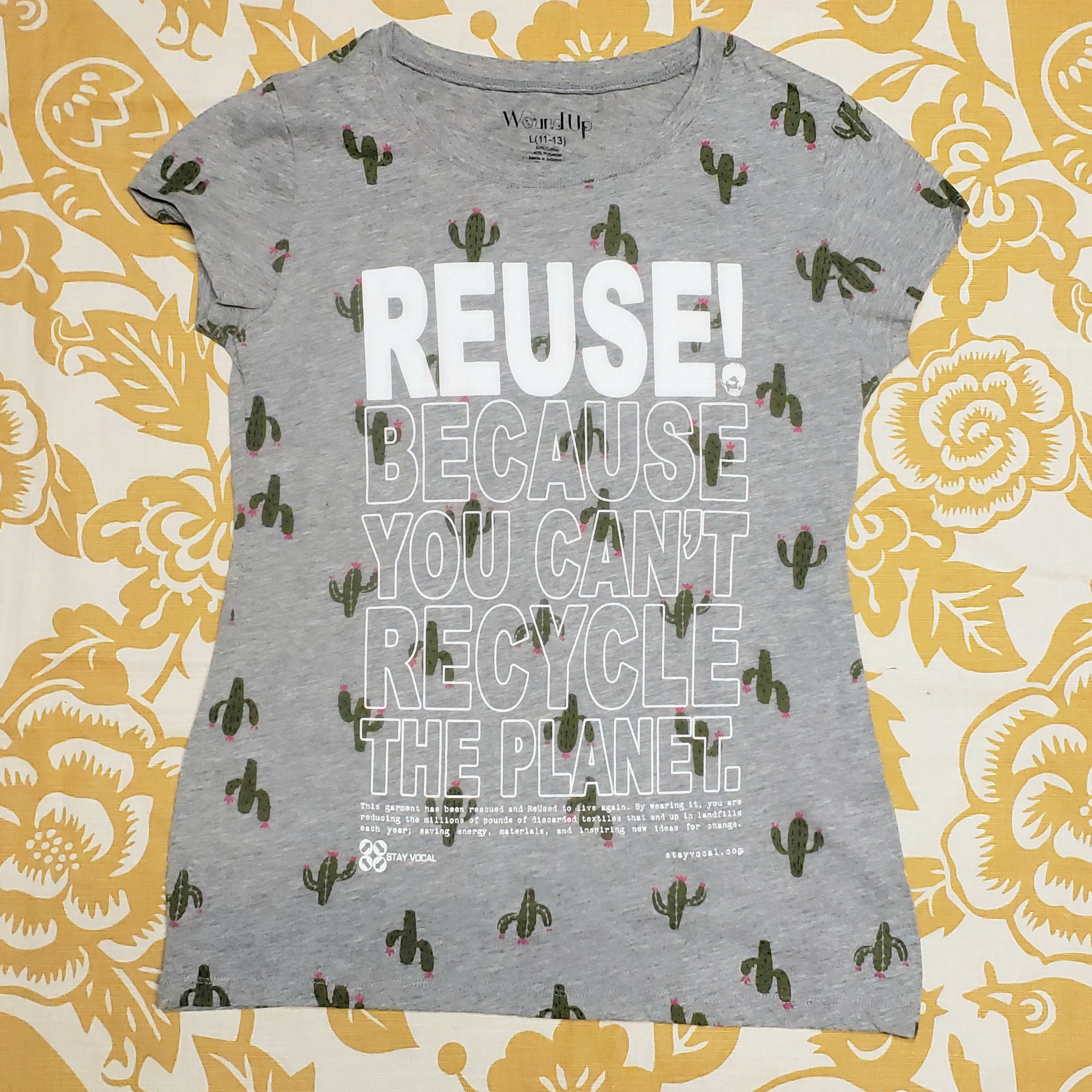 One of a Kind (Women's L) REUSE! Cactus All Over T-Shirt