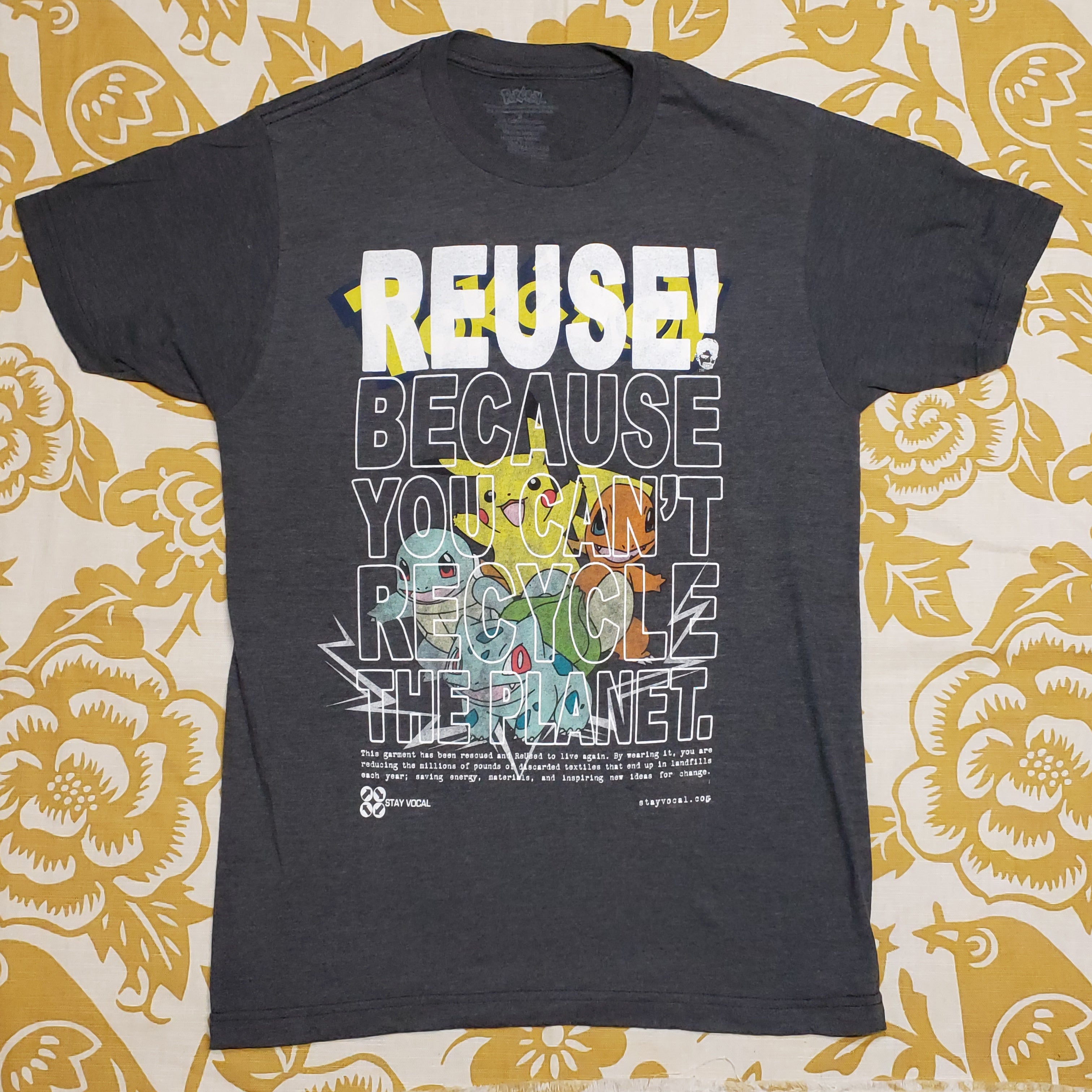 One of a Kind (Men's S) REUSE! Pokémon - Blastoise, Charmander, Pikachu and Squirtle T-Shirt