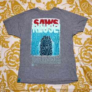 One of a Kind (Men's M) REUSE! Saws Jaws Spoof T-Shirt
