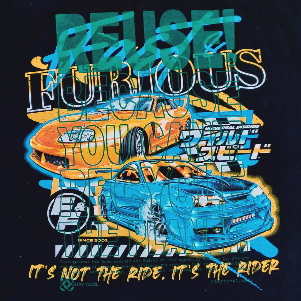 Men's XL REUSE Because You Can't Recycle The Planet Fast & Furious Cars T-Shirt