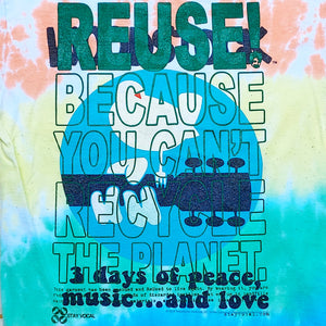 REUSE Because You Can't Recycle The Planet Woodstock Bird on Guitar T-Shirt