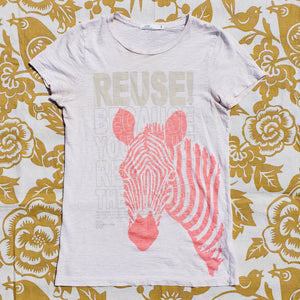 One of a Kind (Women's S) REUSE! Zebra on the Side T-Shirt