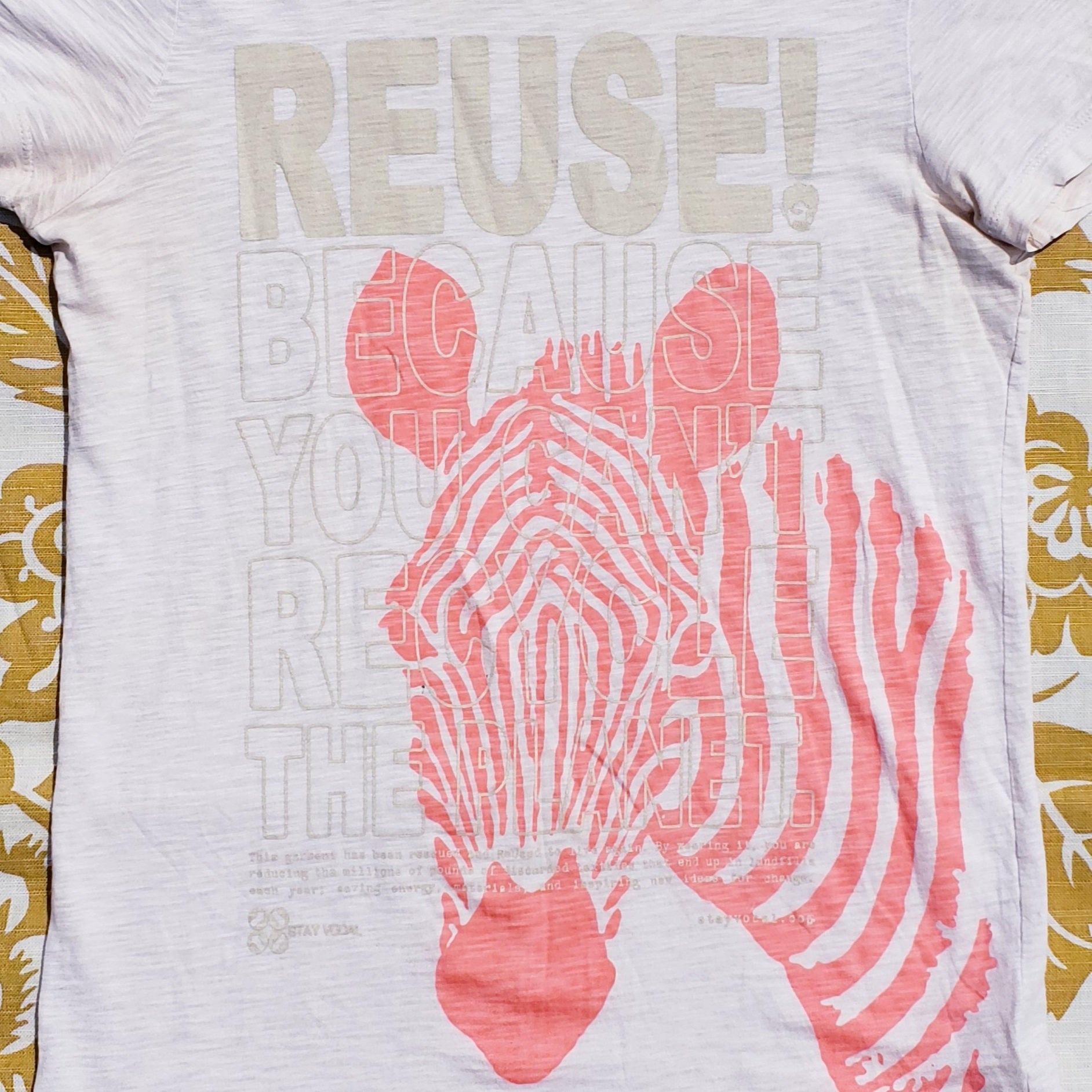 One of a Kind (Women's S) REUSE! Zebra on the Side T-Shirt