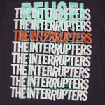 Eco friendly upcycled black The Interrupters T-Shirt that says Reuse Because You Can't Recycle The Planet.