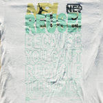 Eco friendly upcycled white NPL NEP Soccer T-Shirt that says Reuse Because You Can't Recycle The Planet.