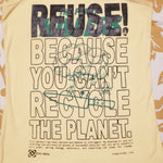 Eco friendly upcycled Broccoli Tank TOp that says Reuse Because You Can't Recycle The Planet.