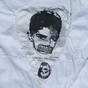 One of a Kind (Men's L) Heart Patch Faces T-Shirt