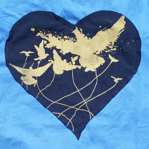 One of a Kind (Women's M) Heart Patch Birds T-Shirt