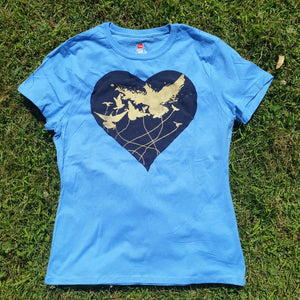 One of a Kind (Women's M) Heart Patch Birds T-Shirt