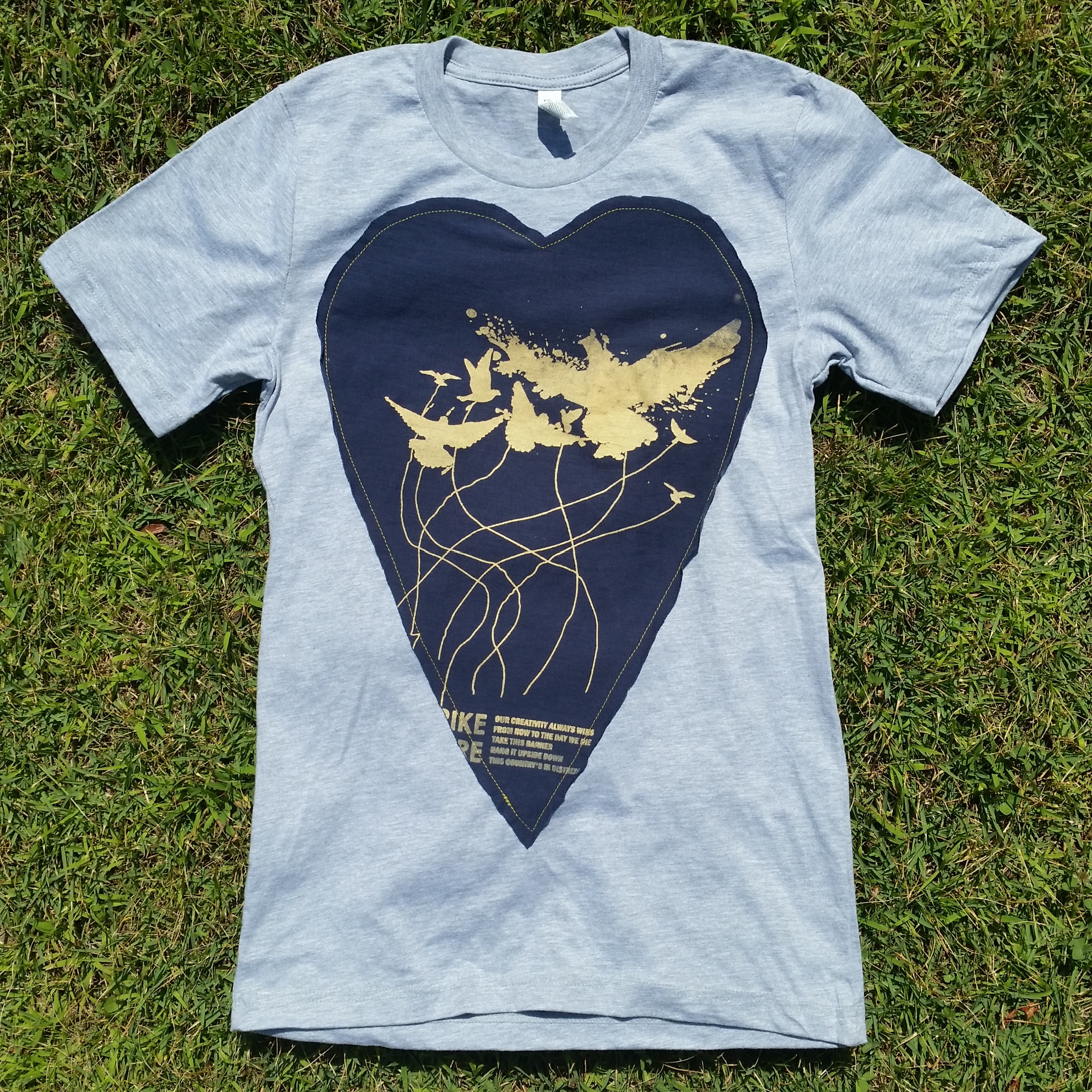 One of a Kind (Men's S) Heart Patch Birds T-Shirt