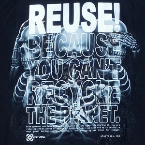 One of a Kind (Men's 3XL) REUSE! Hear No Waste Speak No Waste See No Waste Skeleton T-Shirt