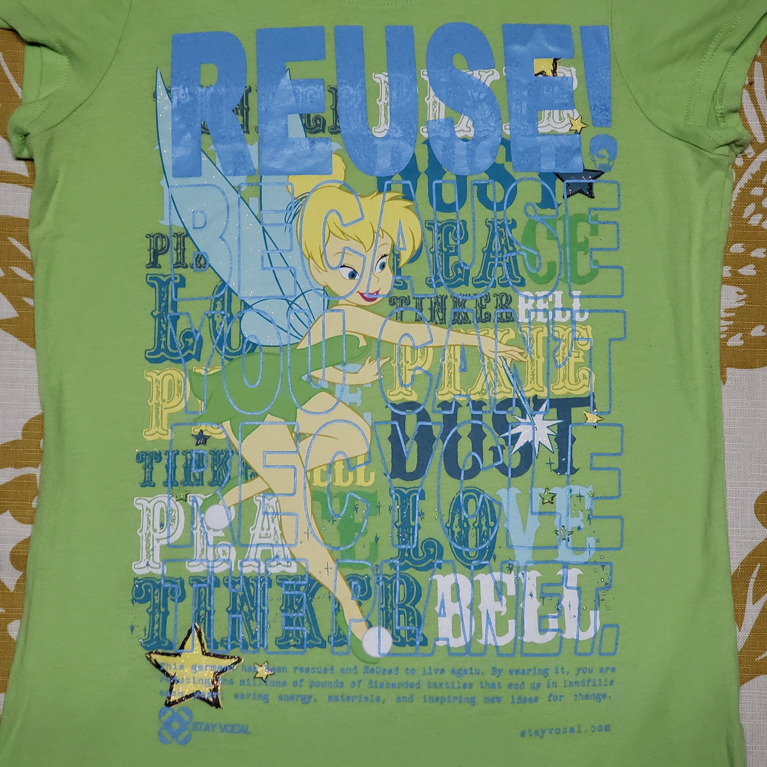 One of a Kind (Girl's L) REUSE! Tinkerbell Words T-Shirt