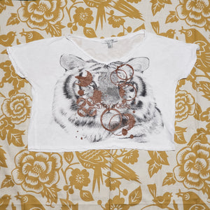 One of a Kind (Women's M) Do Tigers Drink Coffee? Crop Top