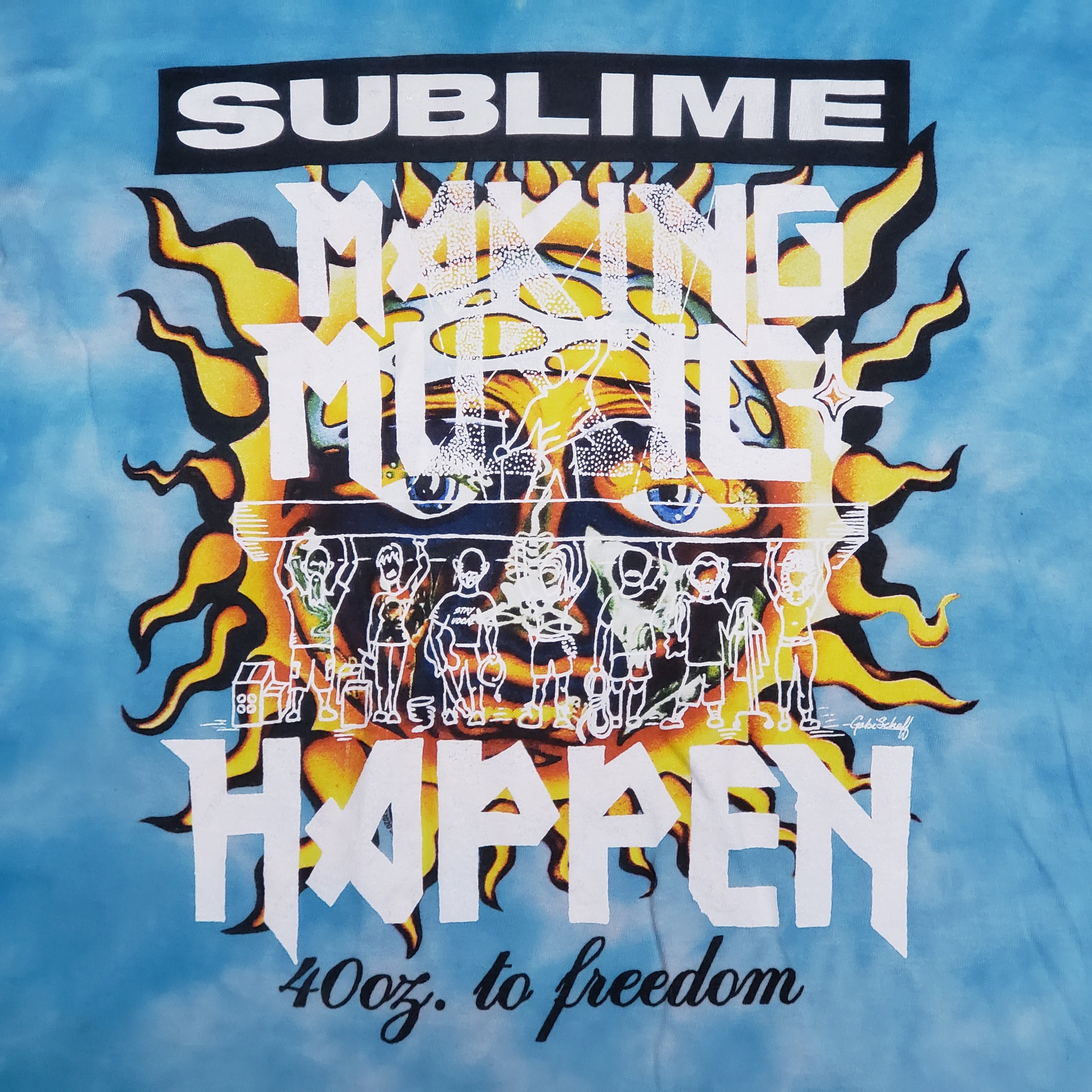 One of a Kind (Men's M) 40 Oz To Making Music Happen Sublime 40 Oz To Freedom Blue T-Shirt