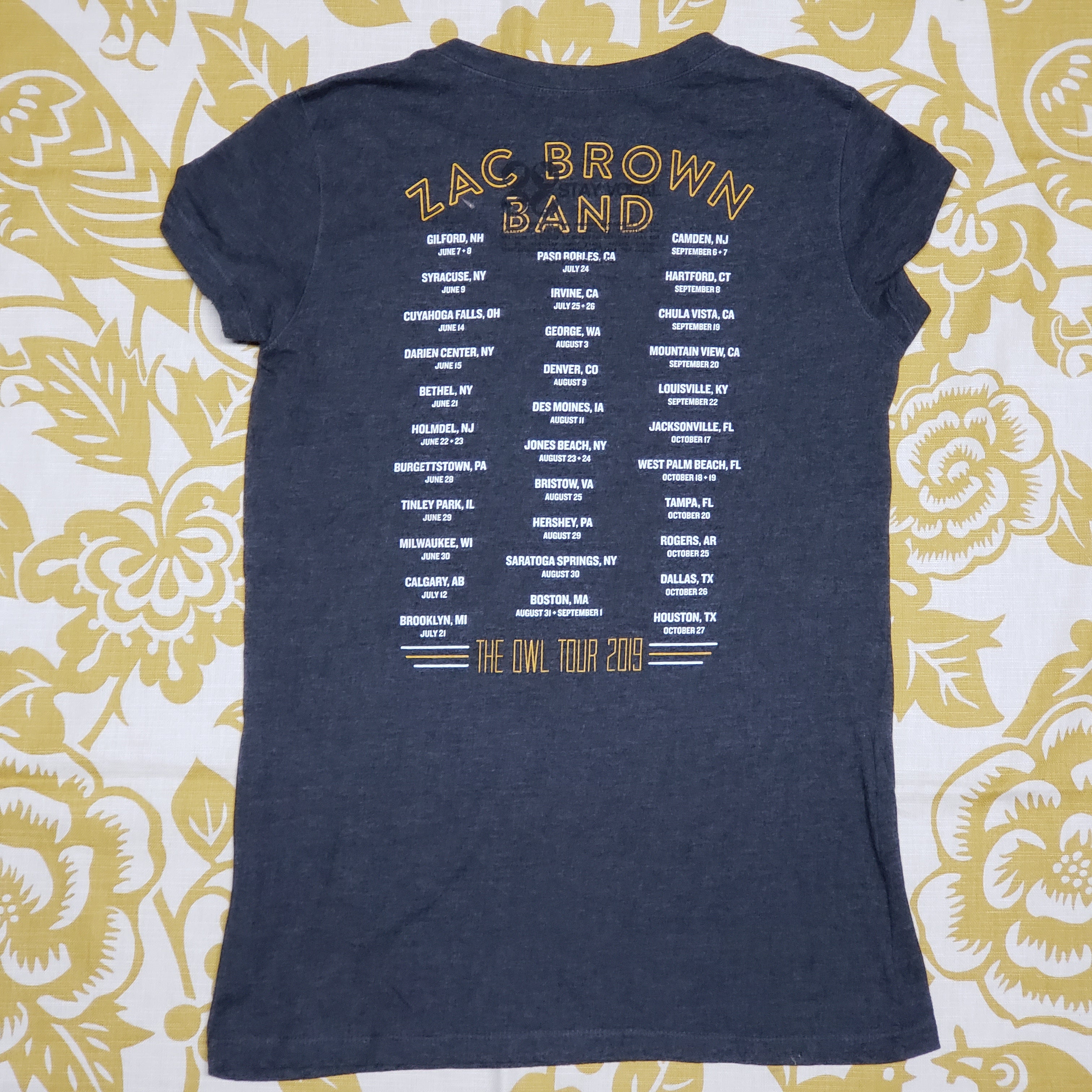One of a Kind (Women's M ) Making Music Happen Zac Brown Band Tour Charcoal V-Neck Tee
