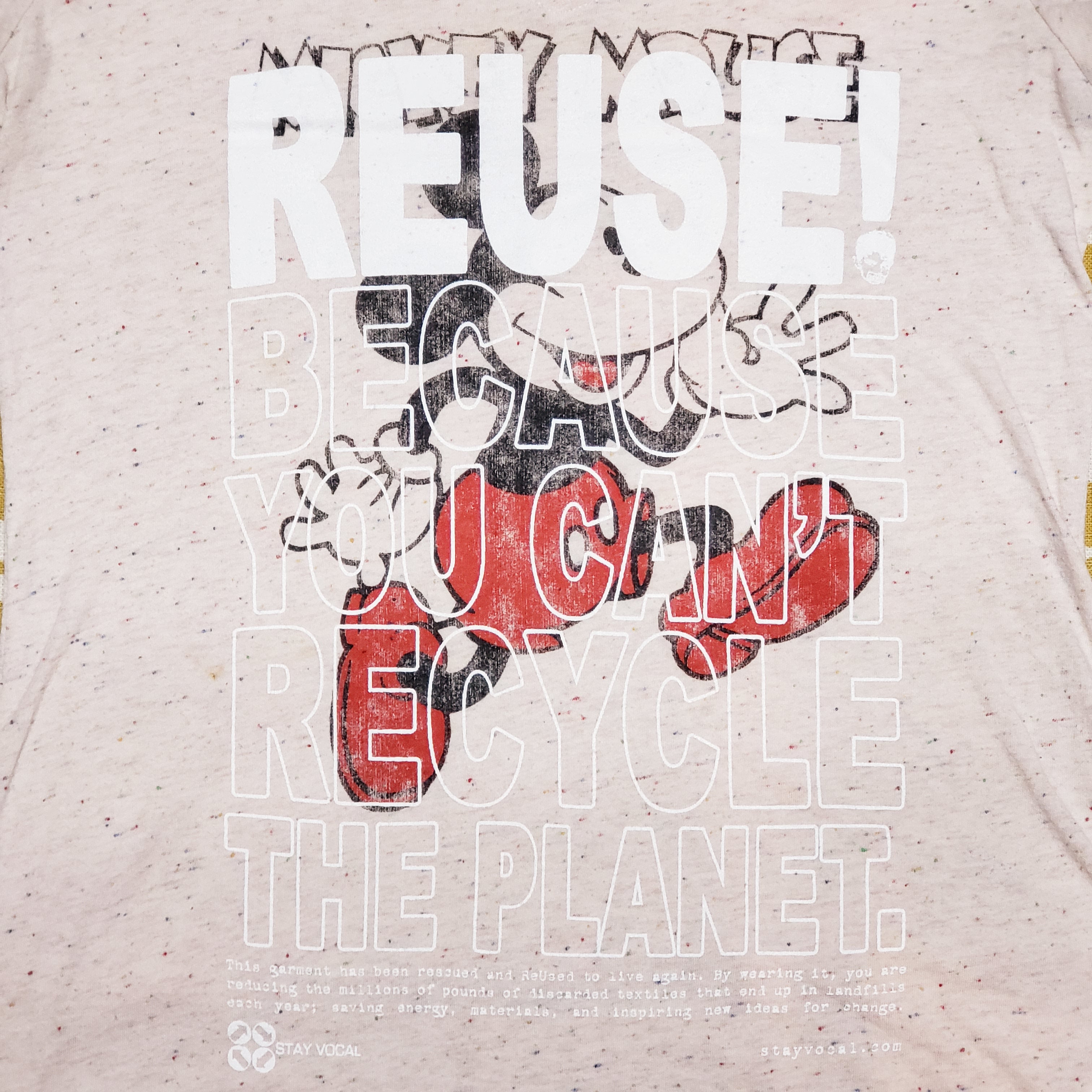 One of a Kind (Women's M) REUSE! Running Mickey Mouse V-Neck T-Shirt