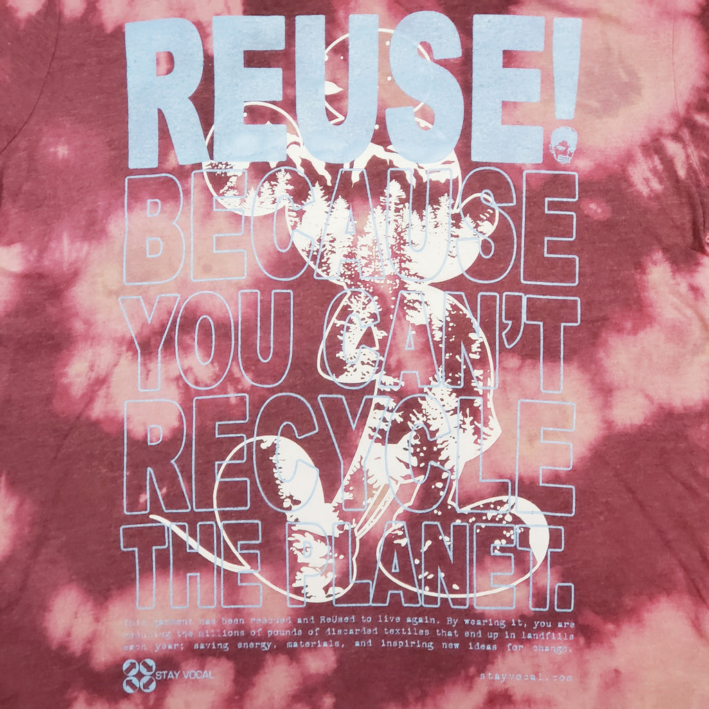One of a Kind (Women's M) REUSE! Tie Dye Mickey Mouse with Trees Inside T-Shirt