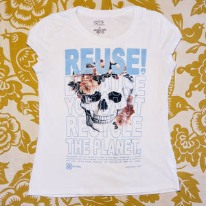One of a Kind (Women's XL) REUSE! Floral Skull T-Shirt