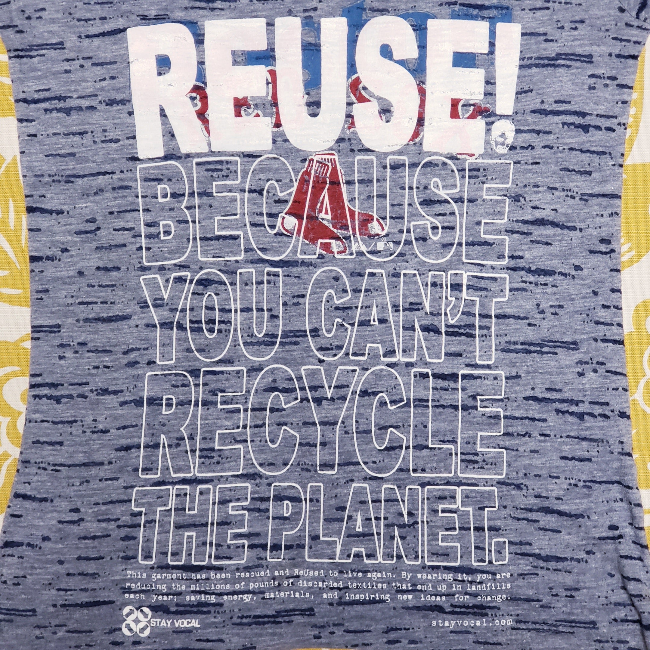 One of a Kind (Women's M) REUSE! Boston Red Sox Logo Burnout V-Neck T-Shirt