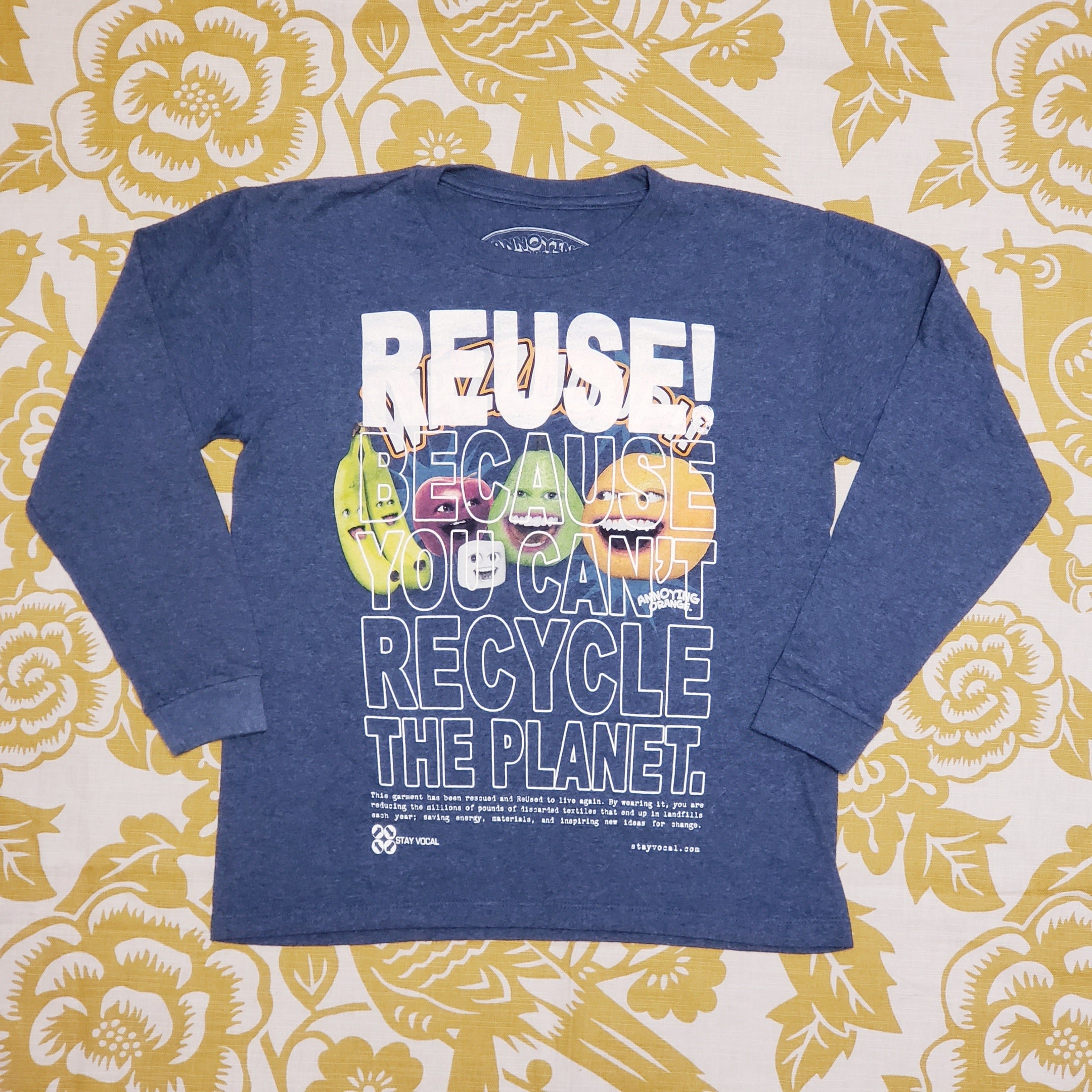 One of a Kind (Kid's S) REUSE! Talking Fruit Long Sleeve T-Shirt