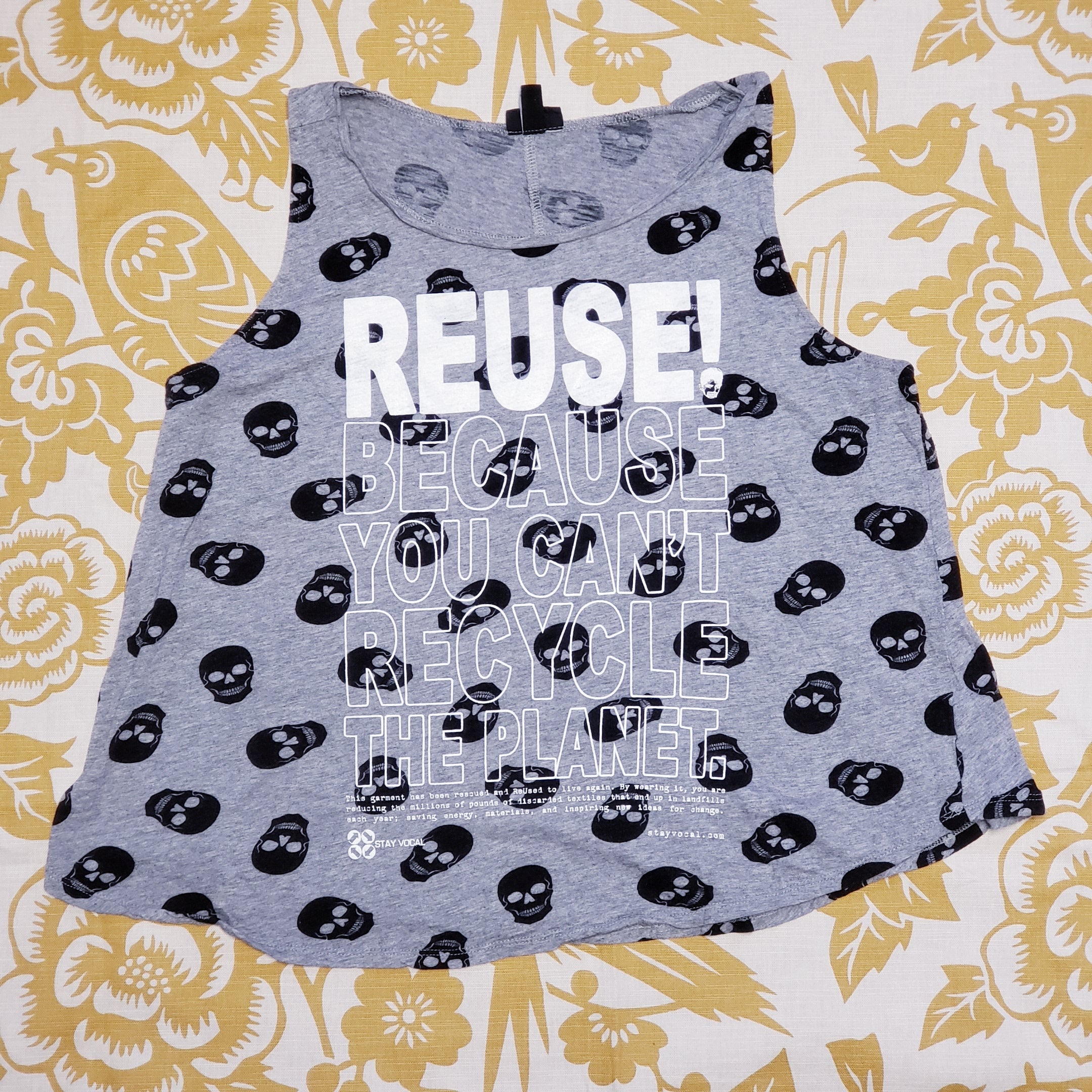 One of a Kind (Women's S) REUSE! Skulls All Over Tank Top