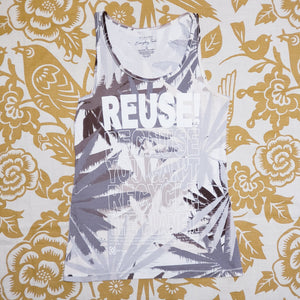 One of a Kind (Women's L) REUSE! Palm Trees All Over Tank Top