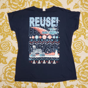 One of a Kind (Women's XXL) REUSE! Snowman In Space T-Shirt