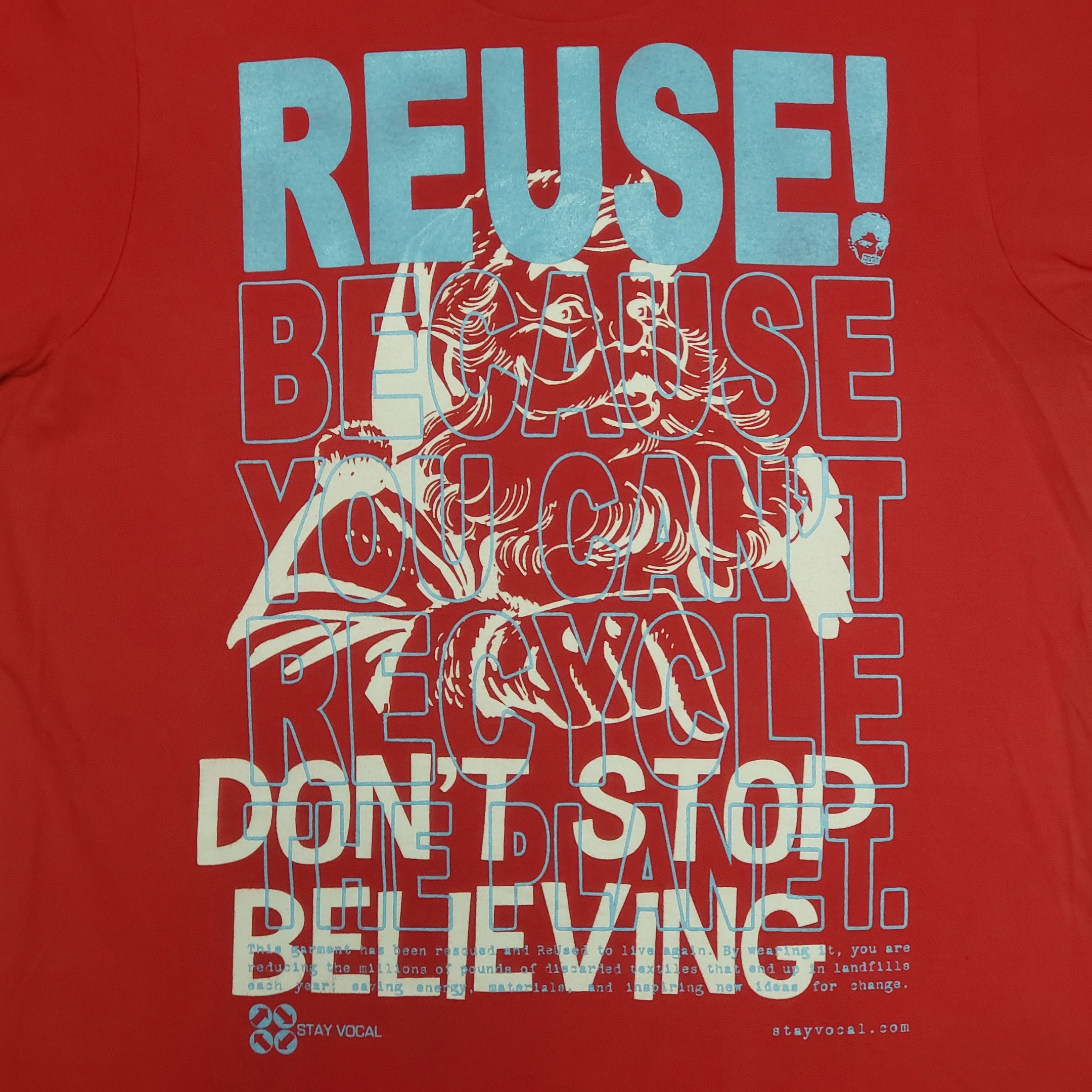 One of a Kind (Men's M) REUSE! Don't Stop Believing Santa T-Shirt