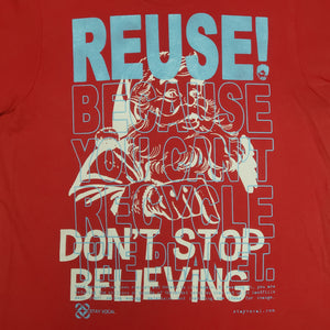 One of a Kind (Men's M) REUSE! Don't Stop Believing Santa T-Shirt