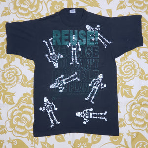 One of a Kind (Men's M) REUSE! Handmade Skeletons All Over T-Shirt