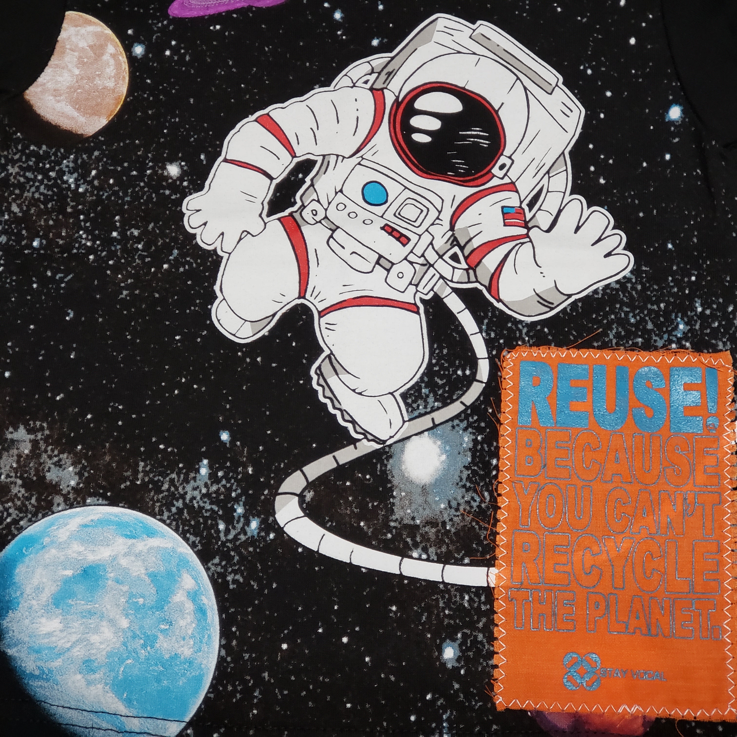 One of a Kind (Kid's 3T) REUSE! Patch Astronaut in Space T-Shirt
