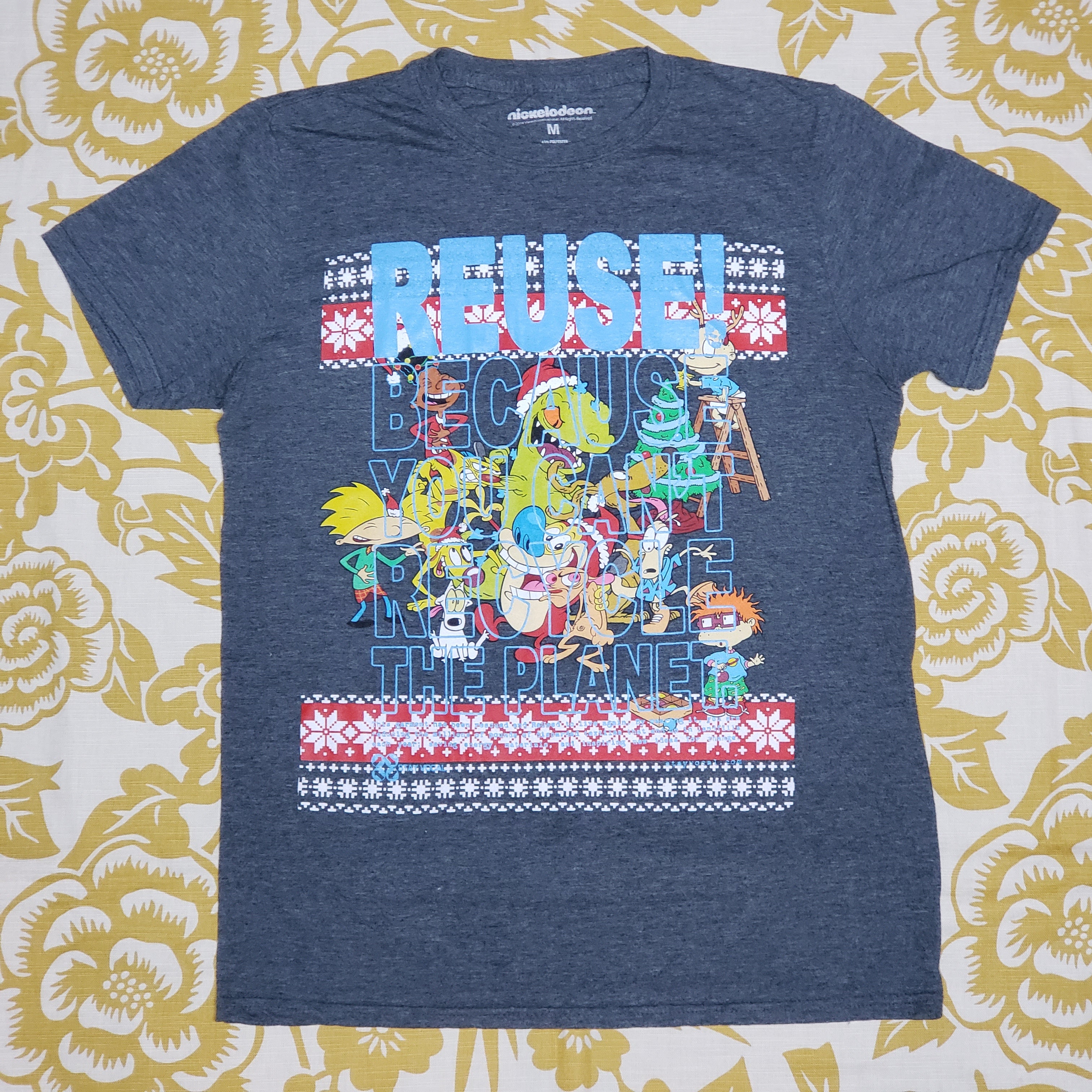 One of a Kind (Men's M) REUSE! Nickelodeon Characters Christmas T-Shirt
