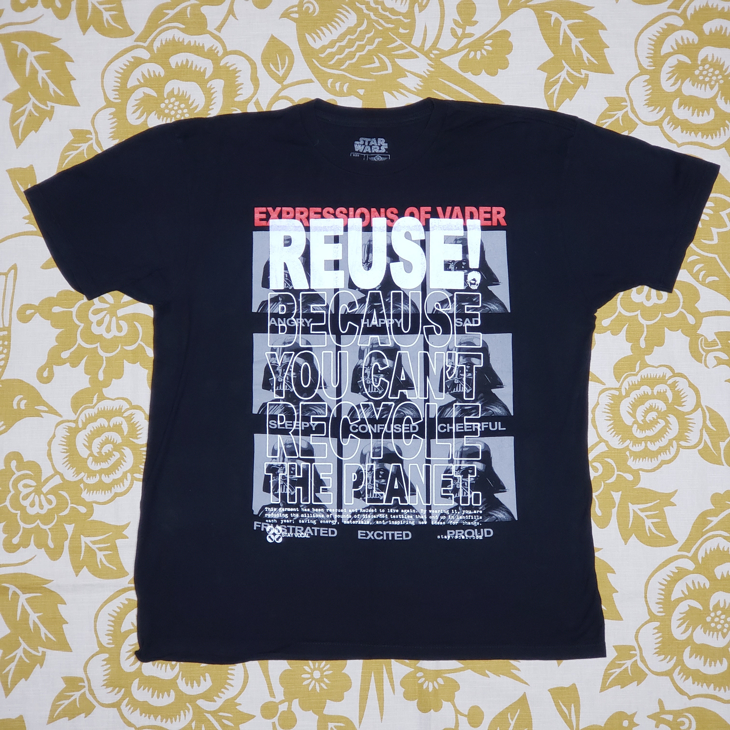 One of a Kind (Men's L) REUSE! Star Wars Darth Vader Faces T-Shirt