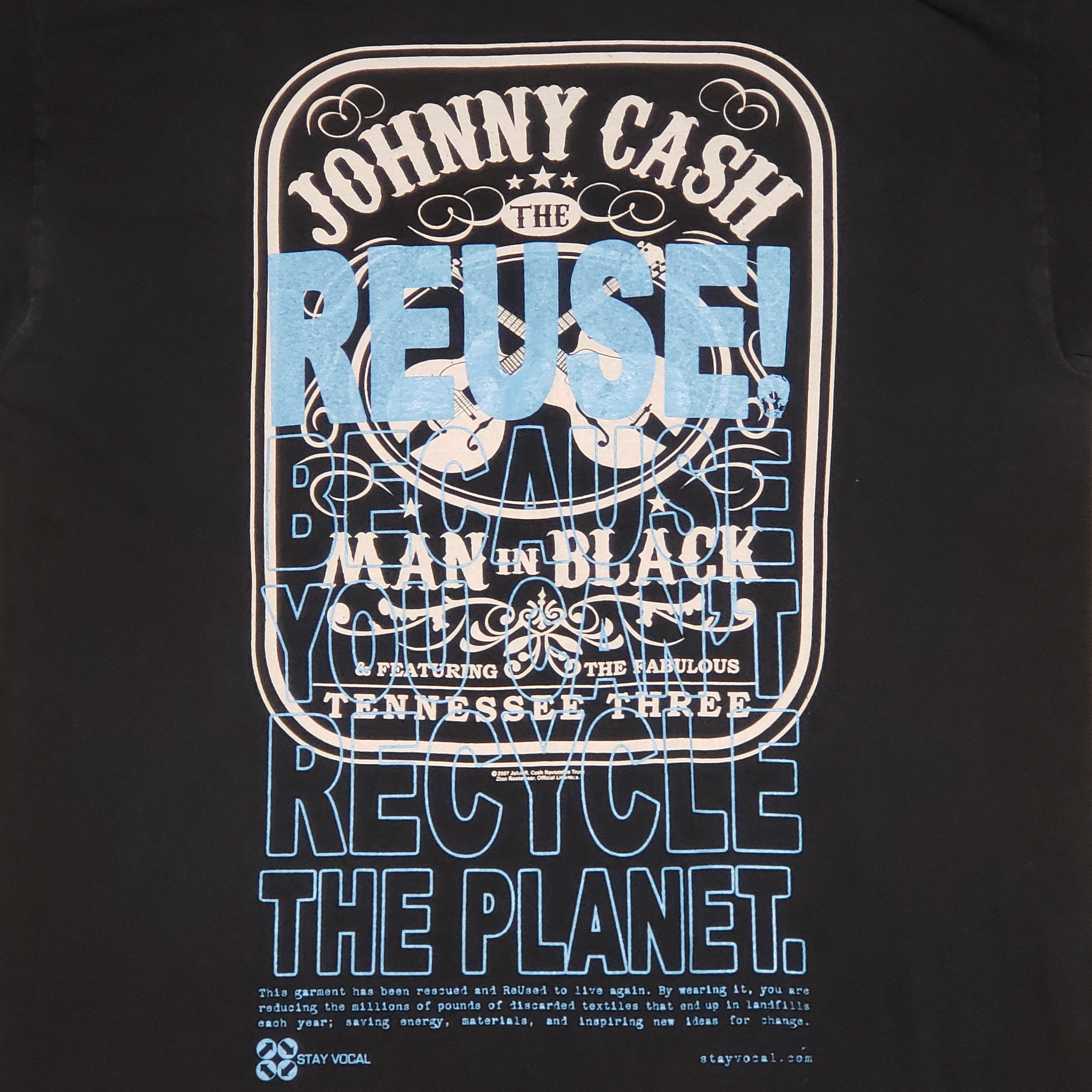 One of a Kind (Men's L) REUSE! Johnny Cash Man In Black T-Shirt