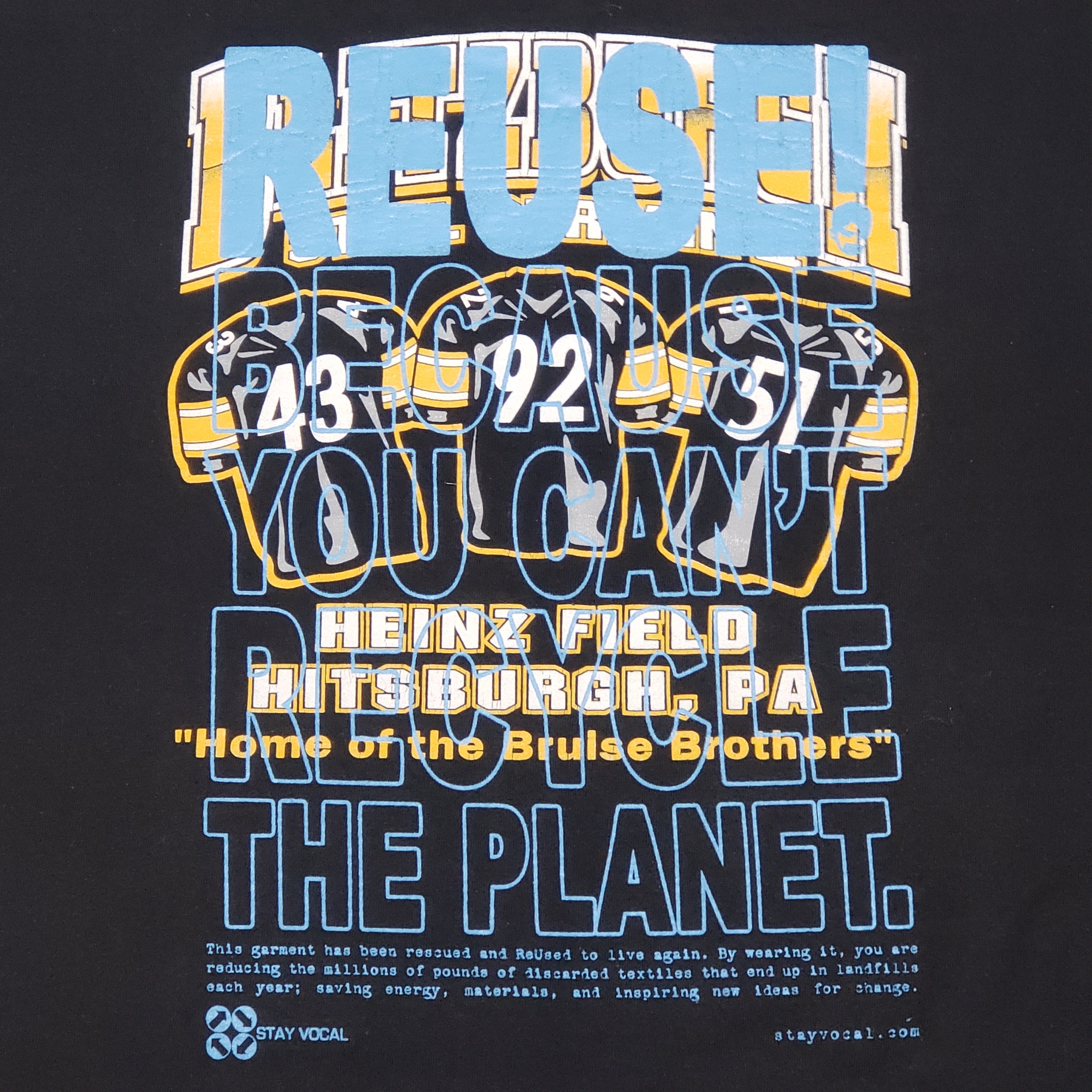 One of a Kind (Men's L) REUSE! Heinz Field Pittsburgh Steelers T-Shirt