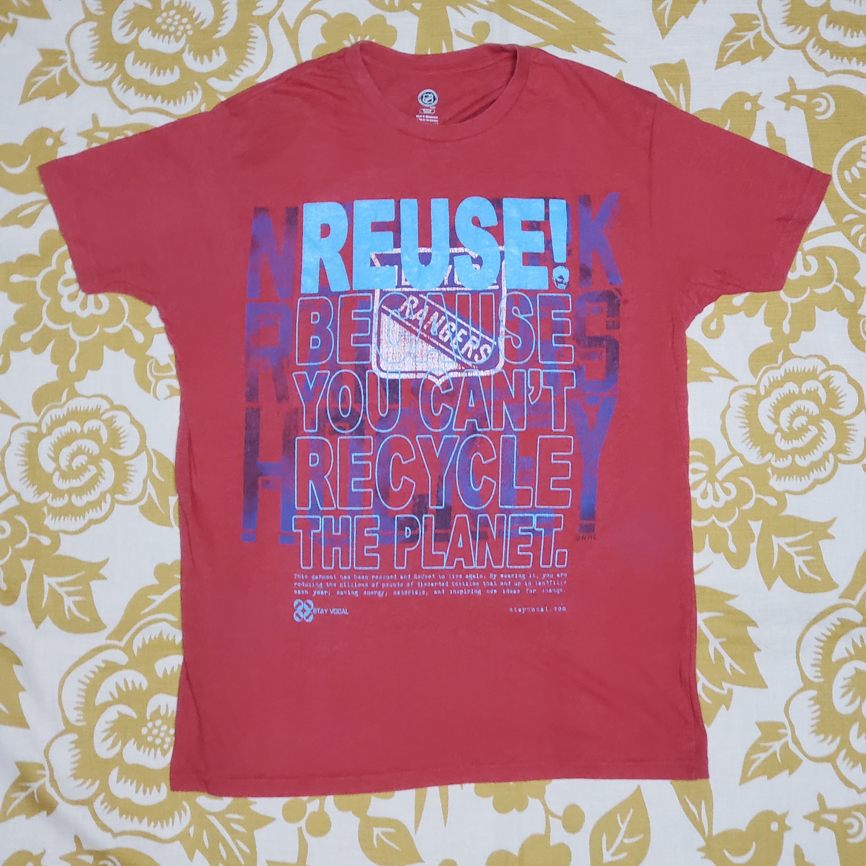 One of a Kind (Men's M) REUSE! NY Rangers Hockey T-Shirt