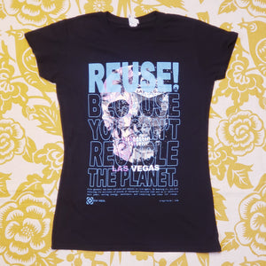 One of a Kind (Women's L) REUSE! Las Vegas, NV Skull T-Shirt