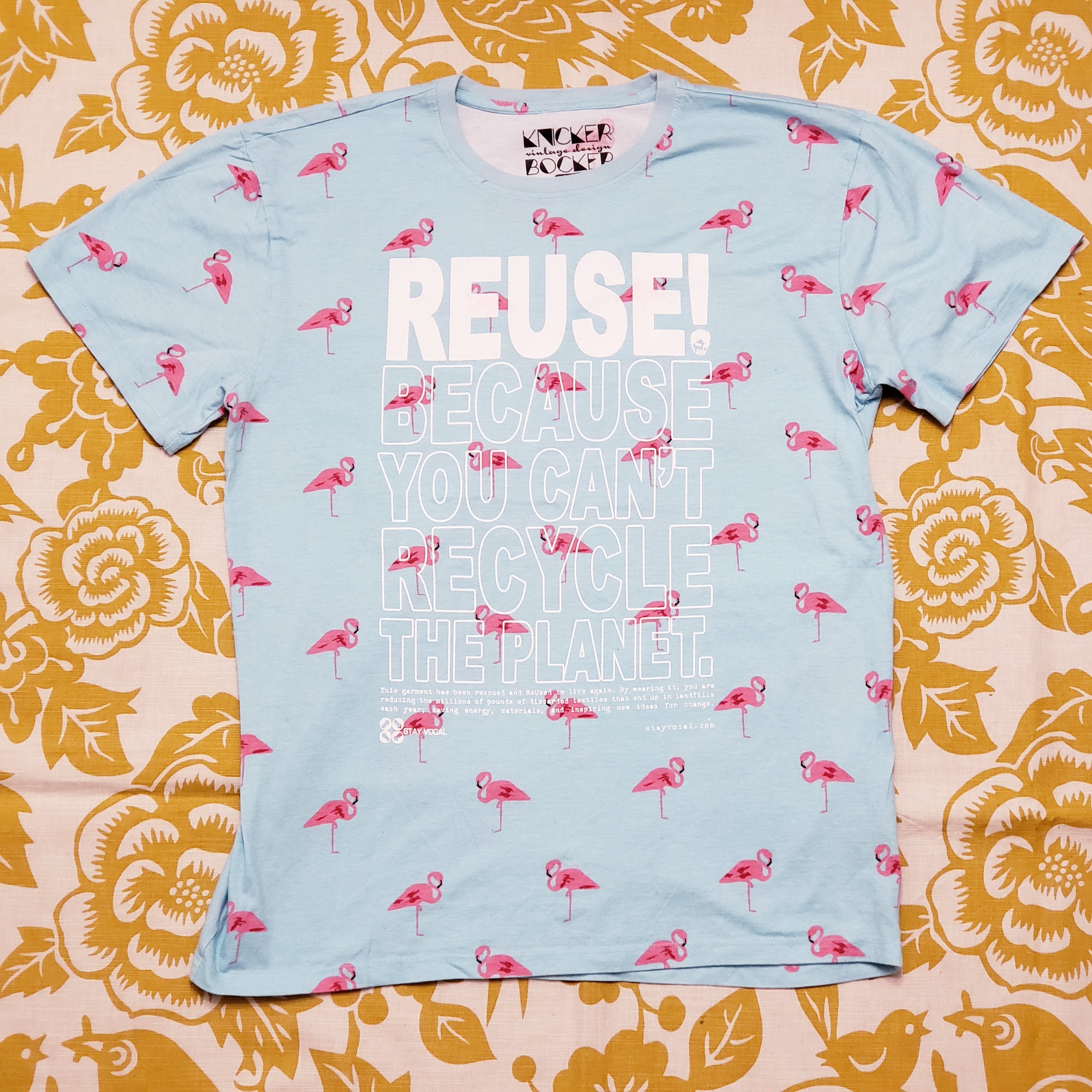 One of a Kind (Men's XL) REUSE! Flamingos All Over T-Shirt