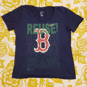 One of a Kind (Women's M) REUSE! Boston Red Sox Baseball Big Logo T-Shirt