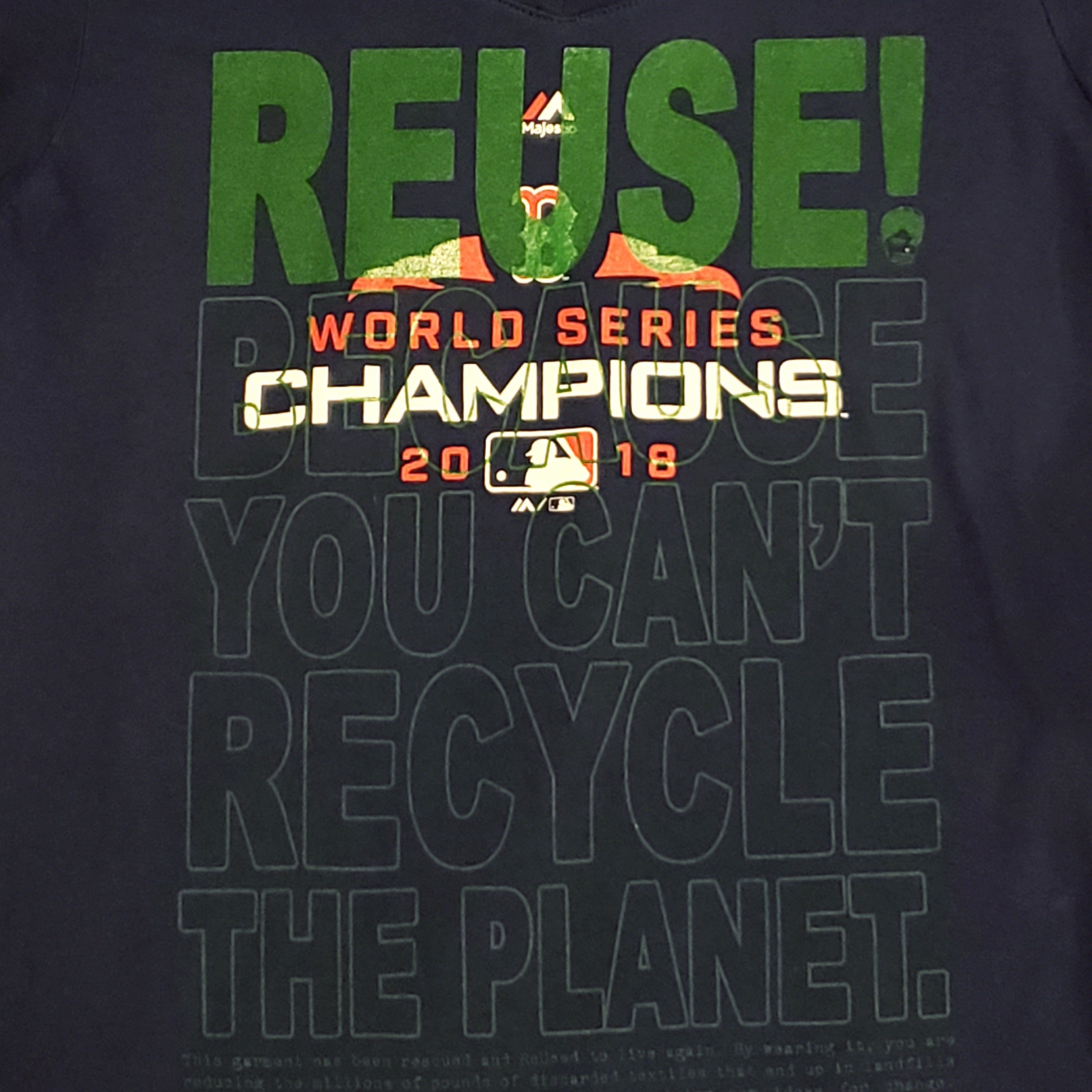 One of a Kind (Women's M) REUSE! Boston Red Sox Baseball 2018 WS Champions T-Shirt